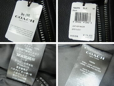 【未使用】◇タグ付き◇コーチ COACH◇カウレザーライダースジャケット シングル 牛革 ブラック　メンズアウター