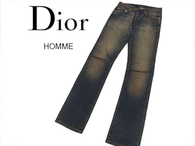 【中古】◇美品 エディー期◇ディオールオム DiorHOMME◇加工デニムパンツ スキニー インディゴブルー ストレート 美シルエット