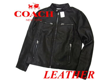 【未使用】◇タグ付き◇コーチ COACH◇カウレザーライダースジャケット シングル 牛革 ブラック　メンズアウター