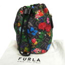 【中古】美品☆FURLA フルラ 巾着 ポーチ フラアワープリント VERTIGINE DRAWSTRING POUCH 花柄 レディース 保存袋付き