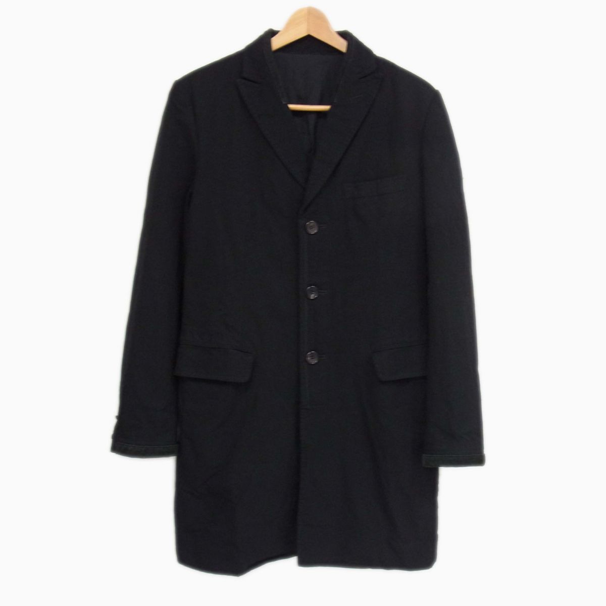 【中古】◇COMME des GARCONS HOMME 2015aw チェスター コート 後染め ブラック ミリタリーテイスト コムデギャルソンオム 　