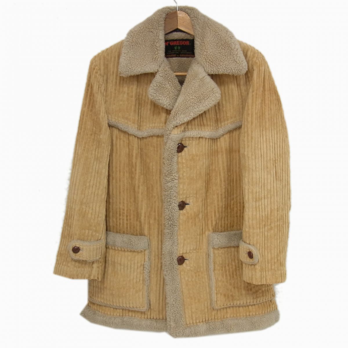 【中古】70年代 ヴィンテージ 希少◇McGREGOR コーデュロイ ボア ランチコート イエローブラウン マクレガー メンズ 肉厚 冬物