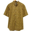 【中古】美品 90s 紺タグ☆OLD STUSSY ステューシー モノグラム 半袖シャツ ボタンダウン メンズ 夏物 USA製
