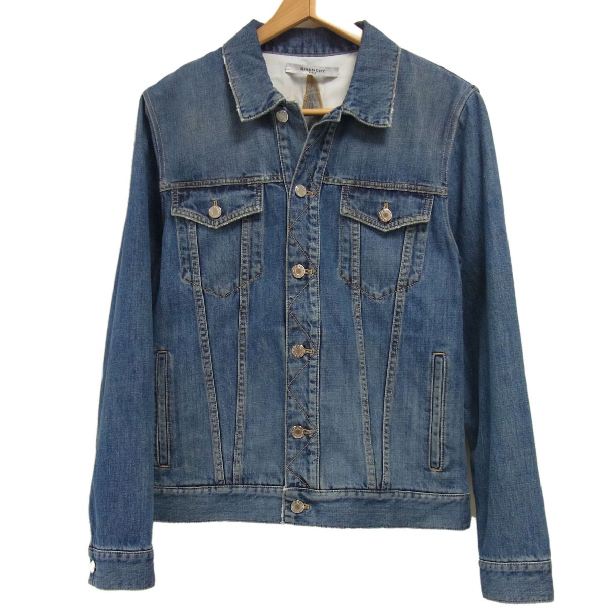 【中古】美品☆GIVENCHY ジバンシィ 18ss バックスター デニムジャケット ジージャン USED加工 イタリア製 メンズ インディゴ
