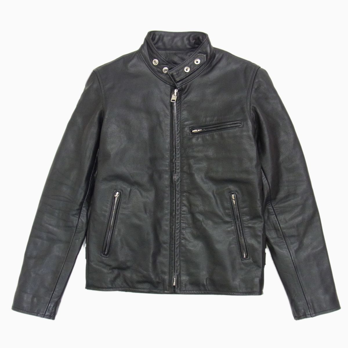 【中古】◇HORN WORKS バッファローレザー シングルライダース ジャケット 激シブ ブラック バイカー ホーンワークス メンズ