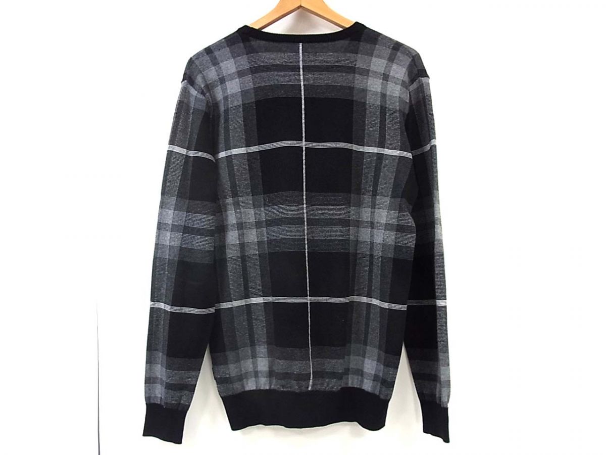 【中古】美品◆Barbour バブアー ニット チェック柄 セーター クルーネック イタリア製 メンズ 2