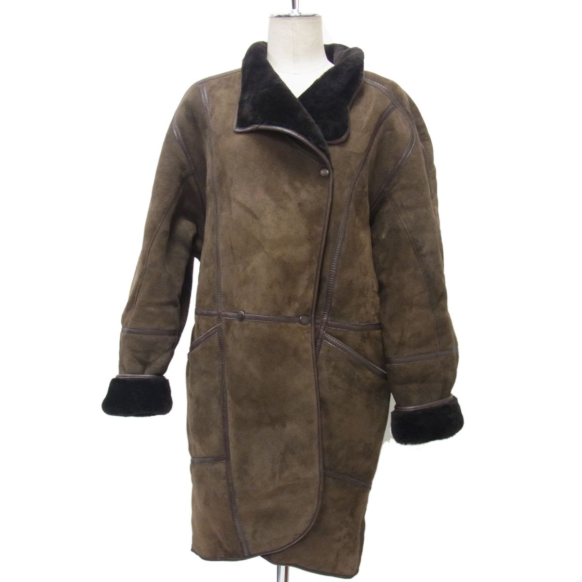 ヴィンテージ メンズスペイン製ムートンコート ラムレザーシアリング