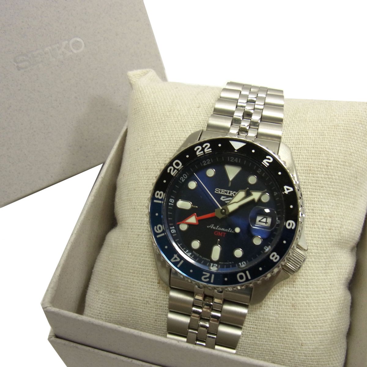 SWATCH - 【中古】極美品☆SEIKO セイコー 5スポーツ SKX スポーツ スタイル メカニカル 自動巻き メンズ 腕時計 SBSC003 GMT シースルーバック