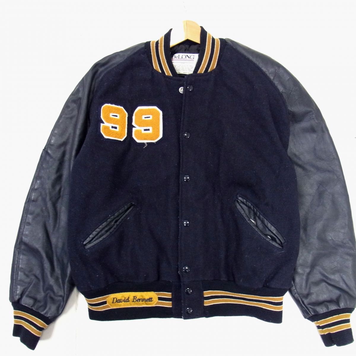 【70's】　DeLONG スタジャン　ブルゾン　無地 1970's DeLong Stadium Jacket 70年代 スタジャン メルトン×レザー