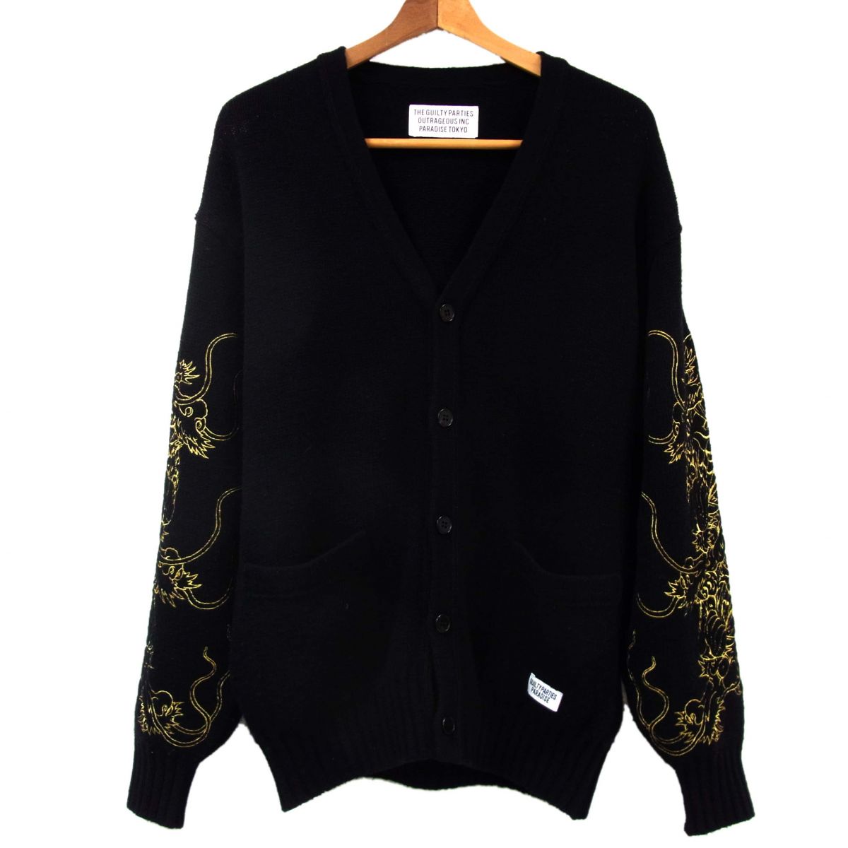 美品◆WACKOMARIA×TIMLEHI ニットカーディガン 龍刺繍 ドラゴン 日本製 ワコマリア ティムリーハイ メンズ