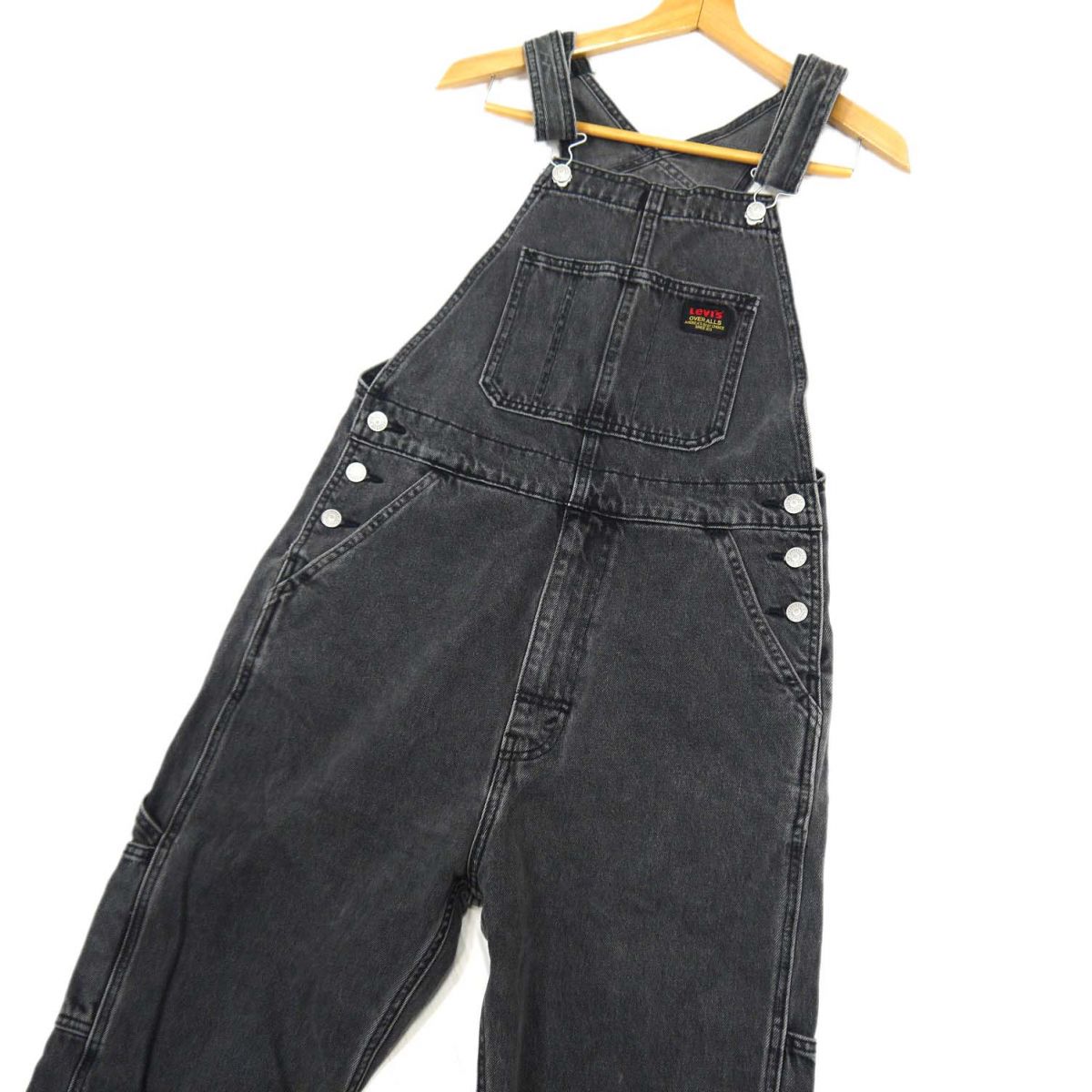 【中古】美品◆Levi's リーバイス オーバーオール ブラックデニム サロペット USED加工 79107-0006 メンズ