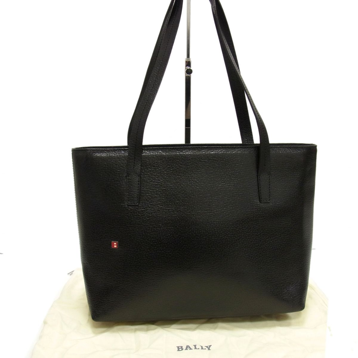 【中古】☆BALLY バリー レザーショルダーバッグ レザートートバッグ イタリア製 黒 ブラック Bロゴ 保存袋付 レディース