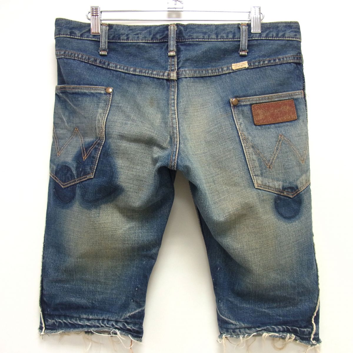 【中古】希少☆AKM×Wrangler サイドライン カットオフ デニム ショーツ ラングラー コラボ ハーフパンツ 別注 日本製 メンズ S1119
