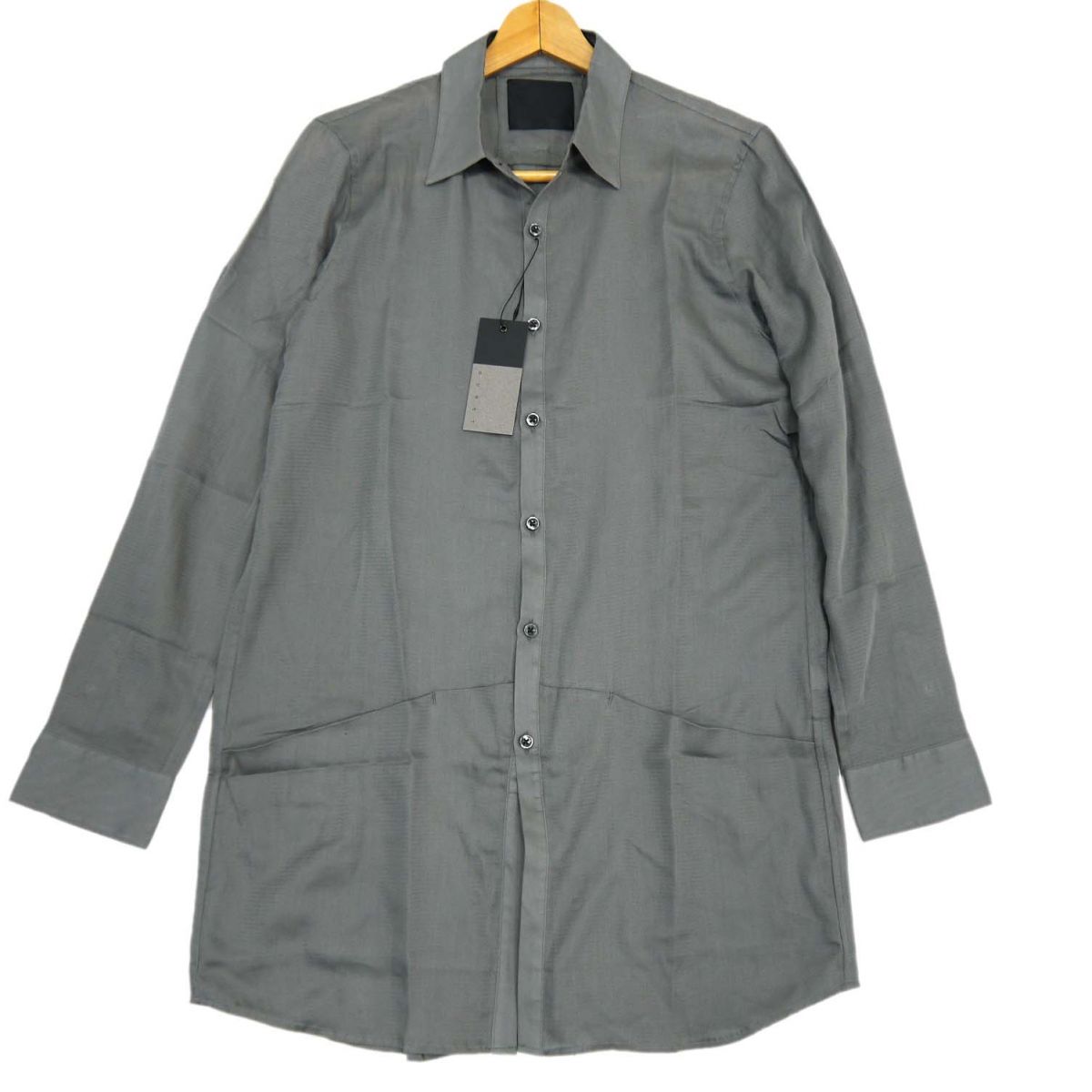 Rakuten - 【未使用】◆OURET オーレット 80/1 コットンダブルサテンロングシャツ ジャケット ポケット有 日本製 長袖 メンズ