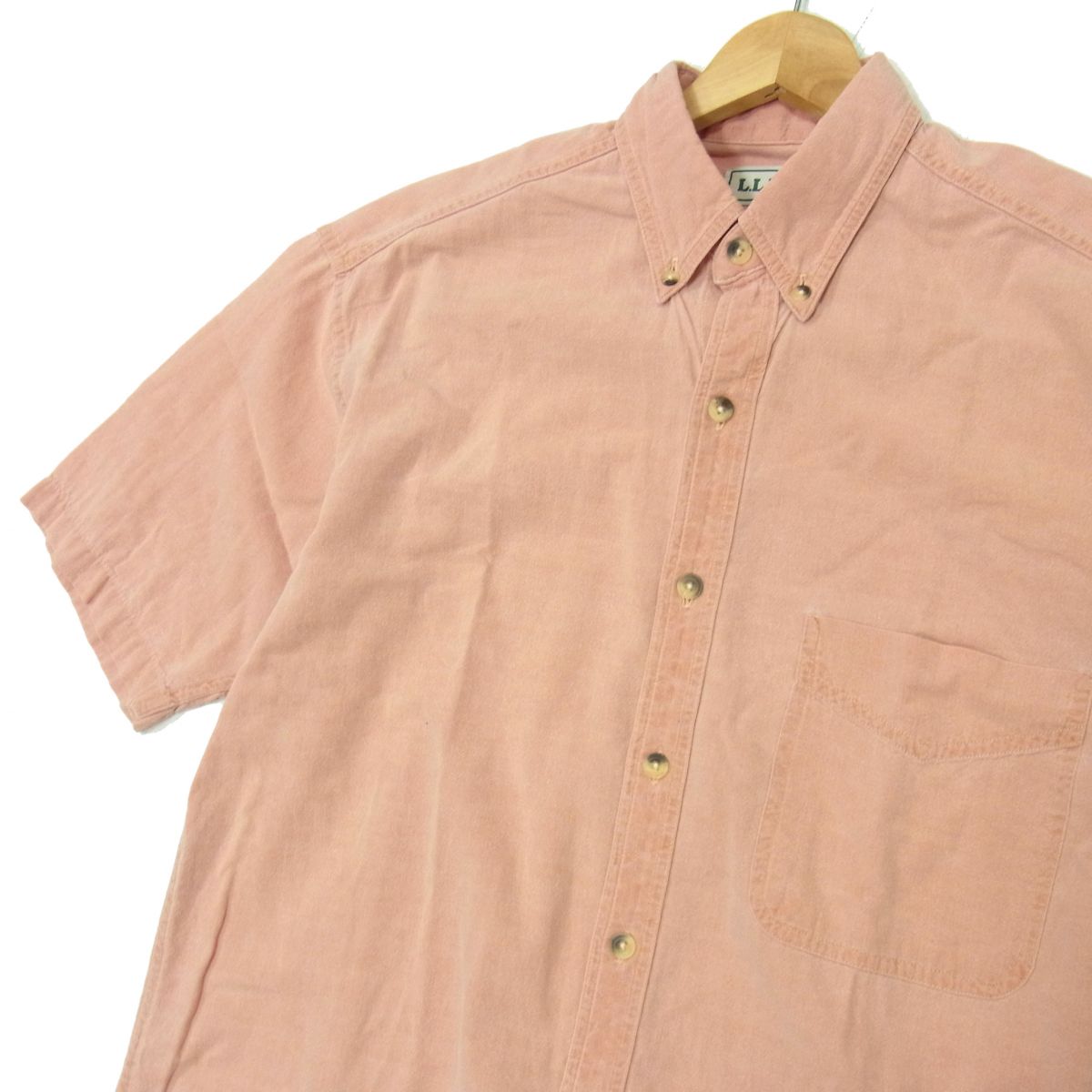 90s 希少☆L.L.Bean カナダ製 半袖 ボタンダウンシャツ メンズ エルエルビーン ワークシャツ