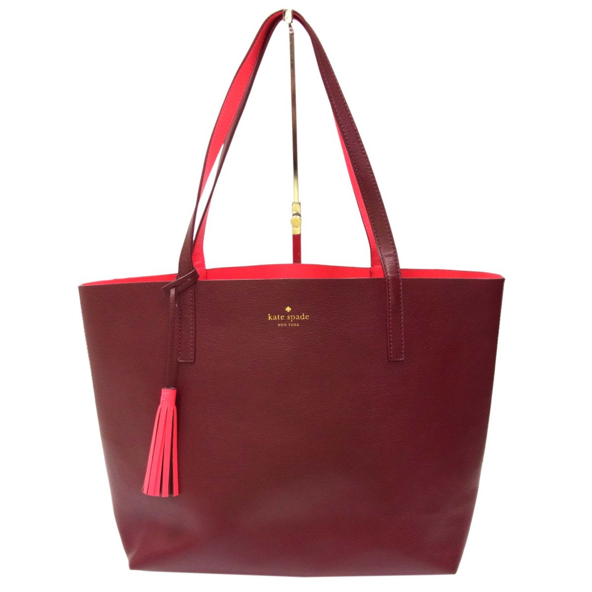 【中古】◆kate spade ケイトスペード リバーシブル レザー ショルダー トート バッグ 牛革 レディース