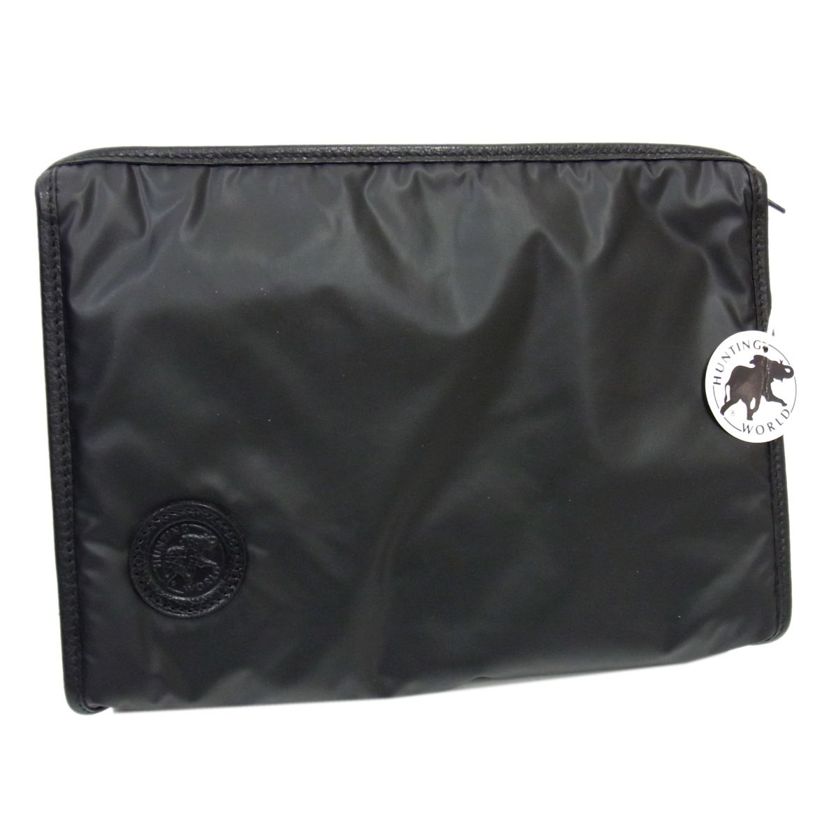 【未使用】◇HUNTING WORLD バチュークロス セカンドバッグ ドキュメントバッグ ブラック ハンティングワールド ユニセックス イタリア製