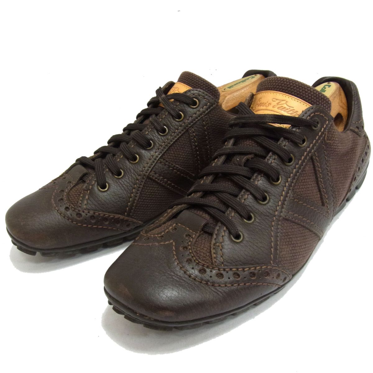 【中古】美品☆LOUIS VUITTON ルイヴィトン レザー切り替え スニーカー ドライビングシューズ 本革 メンズ イタリア製