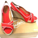 【未使用】◆Christian Louboutin クリスチャンルブタン PILUCA エスパドリーユ ウエッジソール スリングバック サンダル スペイン製レディース