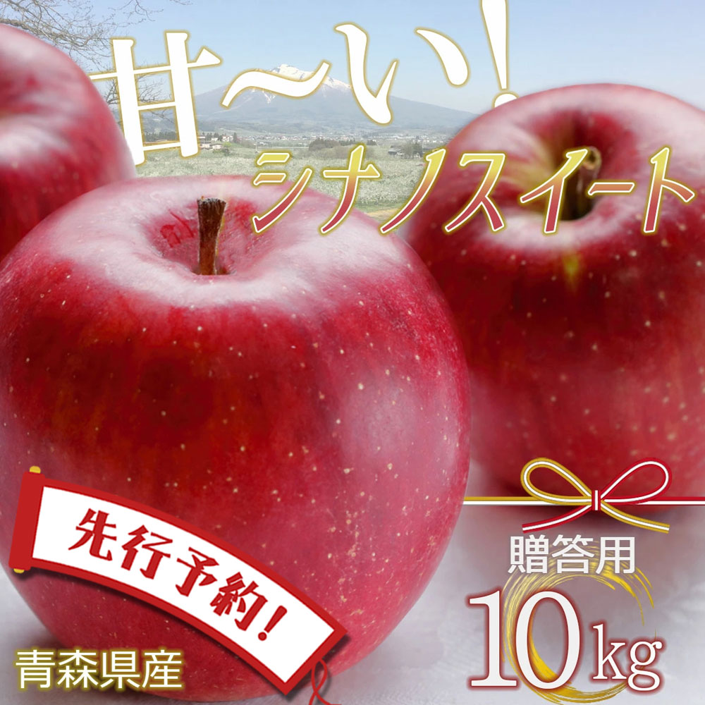 りんご 【24時間限定クーポン配布中】【先行予約】りんご リンゴ 送料無料 林檎 ringo 数量限定 2024年産 青森県産りんご 秀品 贈答用 のし無料 シナノスイート 10kg (約32玉～46玉入り) 産地直送 工藤農園 蜜入り おいしい おすすめ