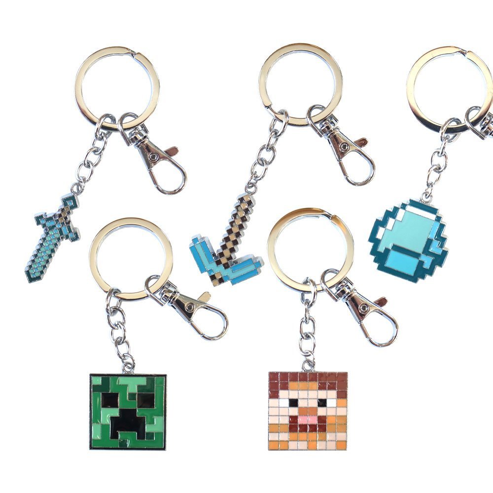 【エントリーで4倍★24時間限定クーポン配布】【送料無料】マインクラフト ( MINECRAFT ) キャラクター キーホルダー (5点セット) キーリング プレゼント クリスマス 誕生日 人気 流行り 小学生 男子