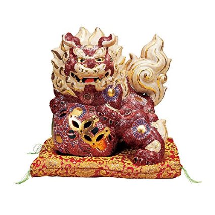 【九谷焼】　8号立獅子　盛　布団付