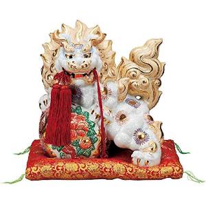 【九谷焼】　13号牡丹獅子　白盛　房・布団付