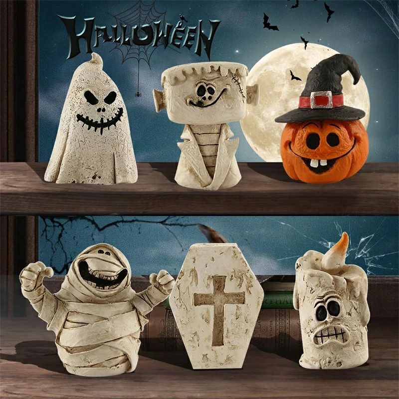 ハロウィン 飾り 6個セット カボチャ ゴースト オーナメント ハロウィーン 装飾 置物 インテリア 卓上 ディスプレイ パーティー イベント 店舗装飾 玄関 リビング 子供部屋 撮影小物 デコレーション 雑貨 景品 プレゼント ギフト