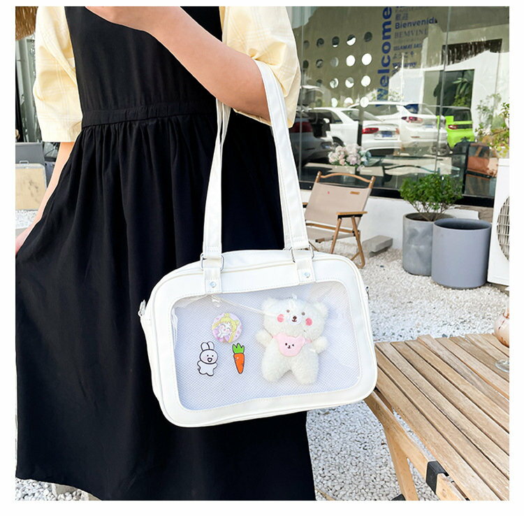 痛バッグ 痛バ ショルダーバッグ ビニールバッグ レディース ガールズ 鞄 カバン かばん ハンドバッグ ビニールバッグ ヲタバ トート トートバッグ 缶バッチ クリアバッグ 見せバッグ 可愛 かわ