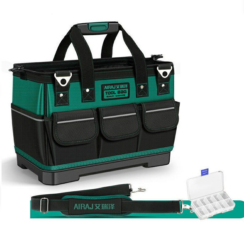 ツールバッグ 工具バッグ 工具袋 道具袋 工具差し入れ 肩掛けベルト付き 大口収納 大容量 1680Dオック..
