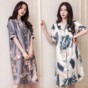 【Fashionsale半額OFF!】ネグリジェ パジャマ レディース 春夏 半袖ワンピース パジャマ 鶴柄/は柄 ネグリジェ ロング丈 レーションパジャマ 部...