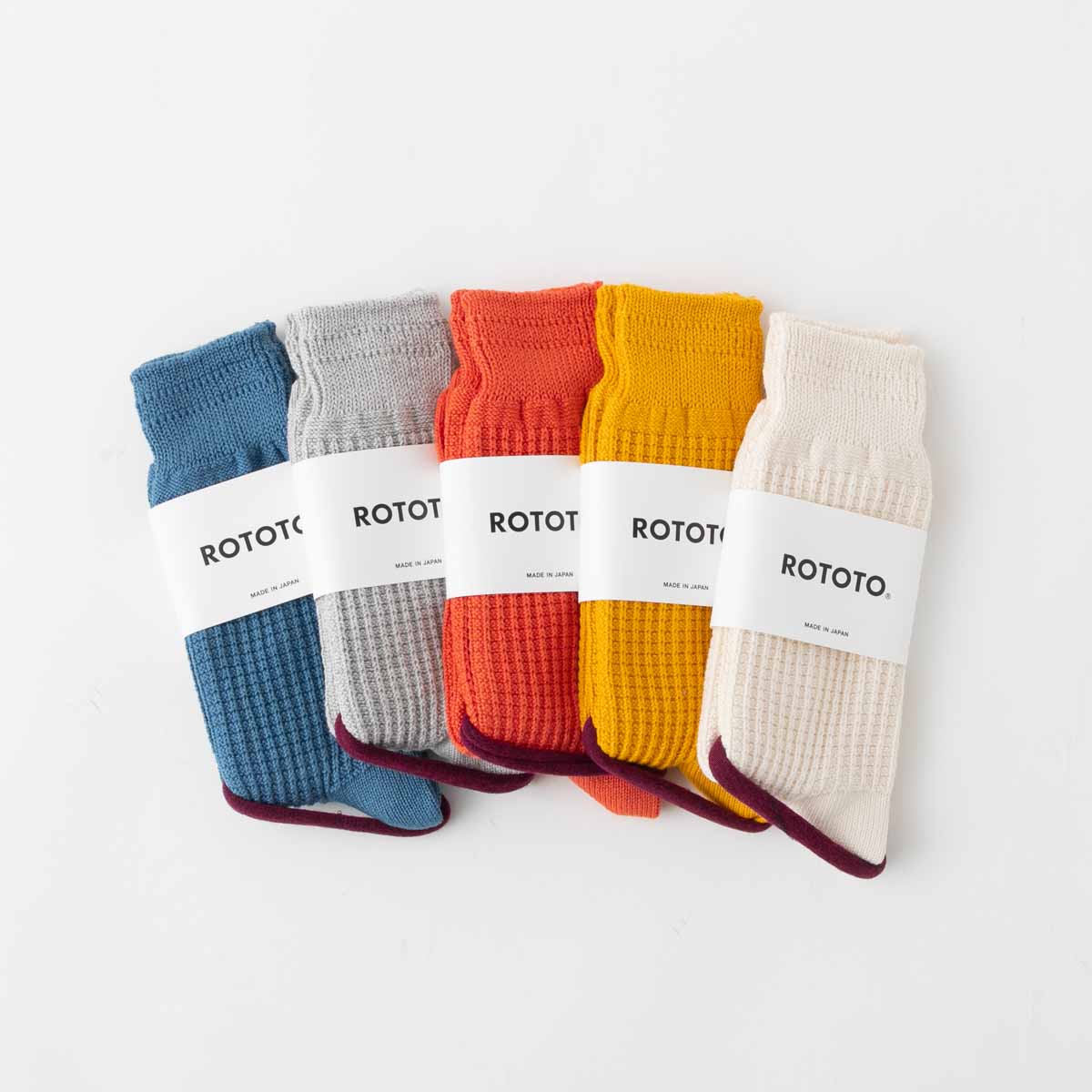 (メール便OK) RoToTo ロトト COTTON WAFFLE CREW SOCKS コットンワッフル クルーソックス 5色 R1110