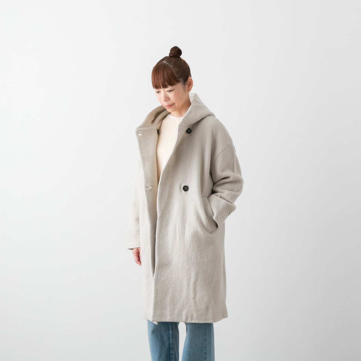 Rakuten - 【10%OFFクーポン配布中！】maomade マオメイド 圧縮ウール ダブルボタン ロング丈コート 4色 541128