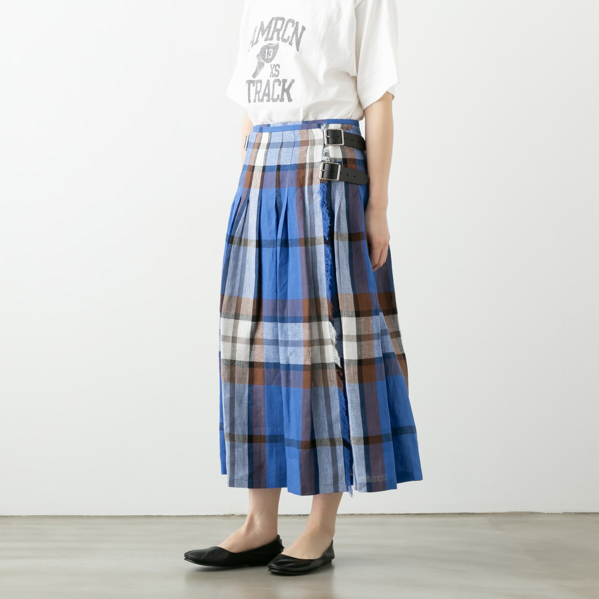 (店内最大70%OFF★6/4 20:00～6/11 01:59)O'NEIL OF DUBLIN オニール・オブ・ダブリン WRAP SKIRT リネン タック チェック ストライプ ラップスカート 8色 NOD0901