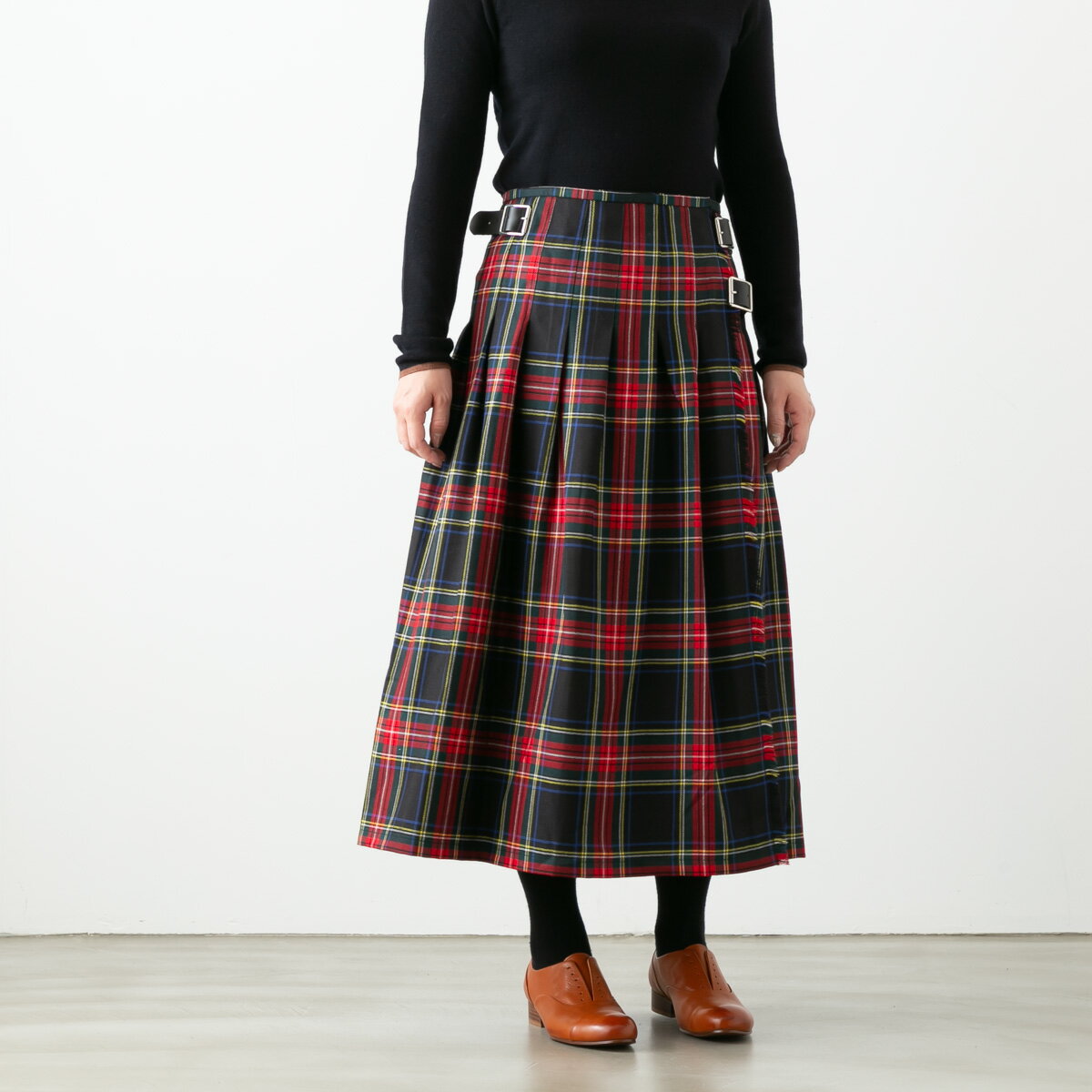 (店内最大70%OFF★6/4 20:00～6/11 01:59)O'NEIL OF DUBLIN オニール・オブ・ダブリン WRAP SKIRT ウール タック ラップスカート チェック 9色 NOD0853