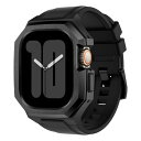 BinGeLi コンパチブル Apple Watch バンド 44mm 45mm 49mm ステンレス鋼 ケース付き 頑丈なメンズ フッ素ゴムベルド 一体型 スポーツバンド Series 9/8/7 45mm SE2/6/5/4/SE 44mm Ultr(3)