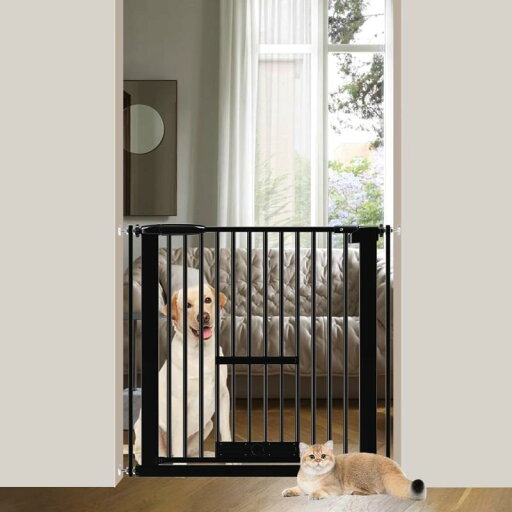 Seogva ペットゲート 3.5cm柵間隔 ペットドア付き 高さ78cm ペットゲート 犬 猫 ゲート ブラック ホワイト 猫用ゲート 過密フレーム付き 猫 ゲート 犬すり抜け防止フェンス つっぱり 扉付き 赤ち Seogva ペットゲート 3.5cm柵間隔 ペットドア付き 高さ78cm ペットゲート 犬 猫 ゲート ブラック ホワイト 猫用ゲート 過密フレーム付き 猫 ゲート 犬すり抜け防止フェンス つっぱり 扉付き 赤ち