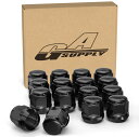 GAsupply ラグナット M12 x P1.25 ホイールナット テーパー座60° 長さ24mm 19HEX ニッサン・スバル・スズキに対応 スチール製 16個セット ブラック