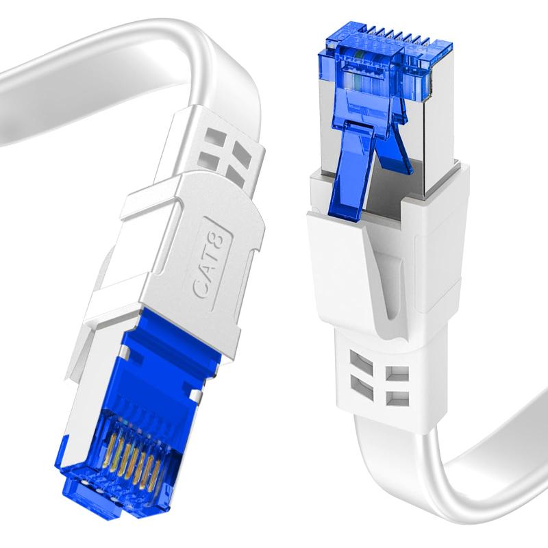 LANケーブル 10m CAT8 Soohut フラット LANケーブル 40Gbps/2000MHzランケーブル RJ45 コネクタ インターネット 有線ケーブル （ホワイト）