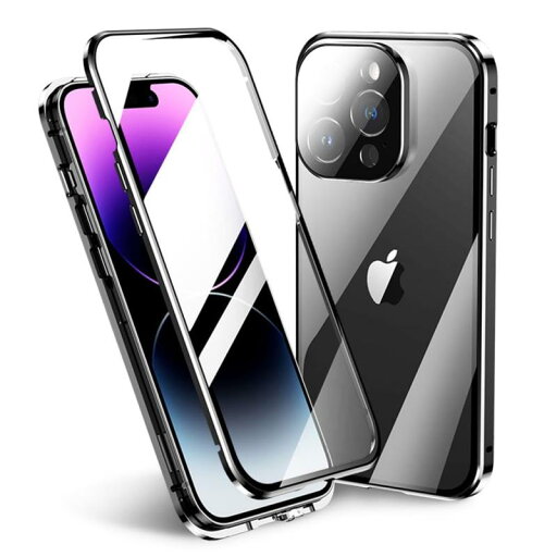 KMXDD ロック付き iPhone15 Pro Max ケース 前面カバー カメラ保護 ガラスフィルム付き マグネット式 アイフォン15 Pro Max 両面ケース 360 ガラスケース アルミ バンパー 透明 クリア (15ProMax, 黒) KMXDD ロック付き iPhone15 Pro Max ケース 前面カバー カメラ保護 ガラスフィルム付き マグネット式 アイフォン15 Pro Max 両面ケース 360 ガラスケース アルミ バンパー 透明 クリア (15ProMax, 黒)