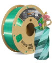 OVERTURE Silk PLA 1.75mm 詰まり防止光沢 3Dプリンターフィラメント、1kg スプール (2.2ポンド)、寸法精度 +/- 0.02 mm、ほとんどの FDM プリンターに適合(SILK グリーン・シルバー)