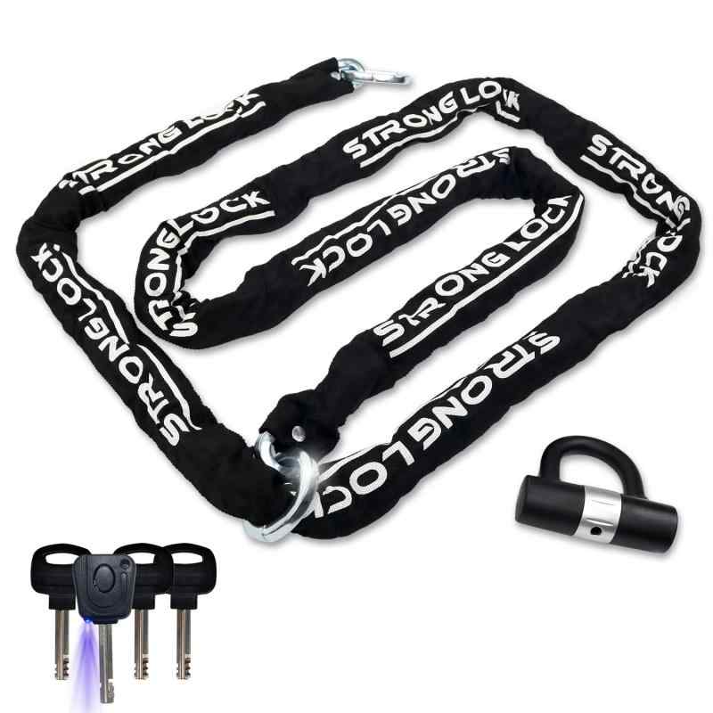 AKM バイクロック【高い耐切断性】極太チェーンロック φ(直径)10mm×3000mm U字ロック付き 自転車原付オートバイク