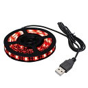 Kaito Denshi(海渡電子) LEDテープライト USB 防水 間接照明 切断可能 イルミネーション 5V 常時点灯 デスク 寝室 キッチン リビング 黒ベース 2m 赤色