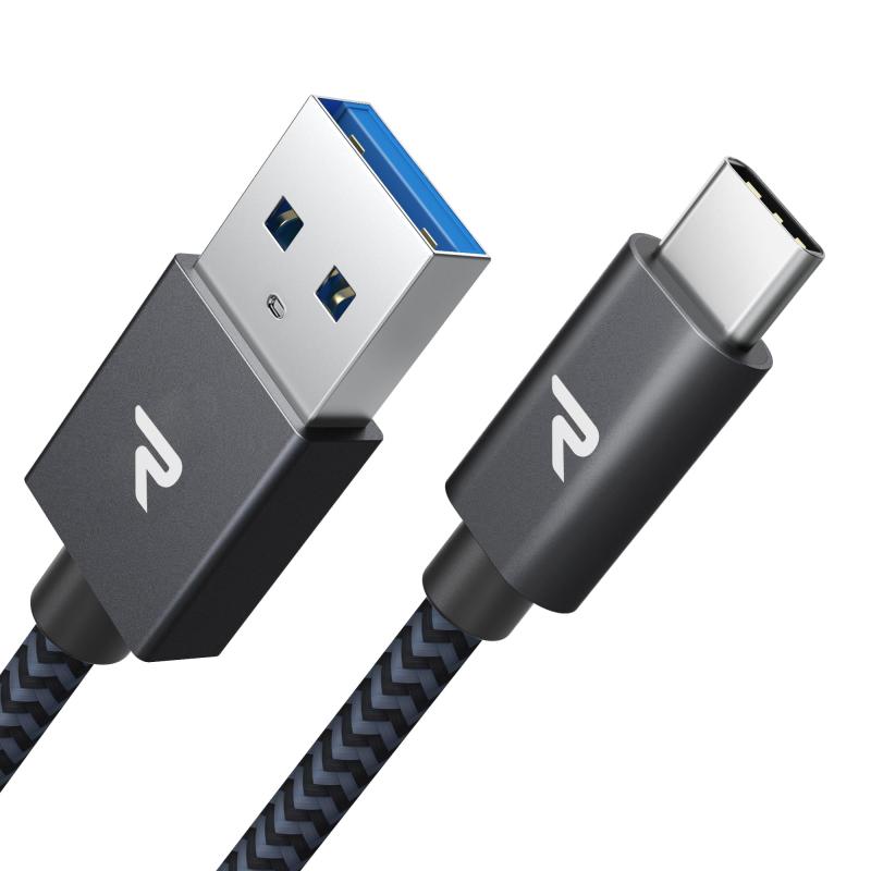 RAMPOW usb c ケーブル【2m/黒】typec ケーブル 急速充電 QuickCharge3.0対応 USB3.1 Gen1規格 iPhone16/iPhone15シリーズ充電ケーブル Sony Xperia/Samsung/Asus Zenf
