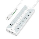 電源タップ スイッチ付き 延長コード 2m usb コンセント TESSAN 12個AC口 3個USBポート テーブルタップ 壁掛け マルチ oa 幅広コンセント 蛸足コンセント タコ足配線 節電 3ピン 省エネ 雷ガード 2