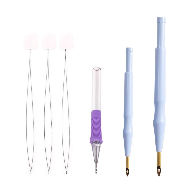 刺繍ペンセット パンチ針【3点セット 3つの糸通し付き】刺繡ステッチパンチ針 DIY 縫製ツールセット 丈..