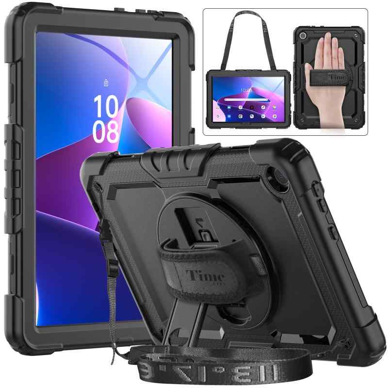 Timecity Lenovo Tab M10 ケース (3rd Gen) 10.1インチ 2022新モデル 耐衝撃 1メートルテスト 頑丈 防塵 便利 保護フィルム スタンド 紐付き ペンホルダー シリコン製 ぴったり 多機能 仕事 現場 子供 使