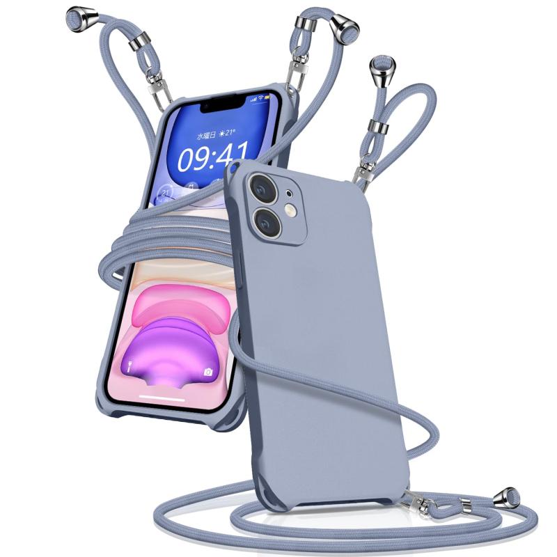 iPhone11 ケース ショルダー シリコン iphone 11 スマホケース アイフォン11 カバー 耐衝撃 肩掛け 斜めかけ 縄掛けケース 紐付き 斜めがけ 織りストラップ付き 長さ調整可能 取り外し可能 傷付き