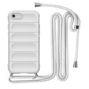 iPhone SE 第3世代 iPhone SE 第2世代 iPhone7 iPhone8 用 ケース 耐衝撃 肩掛け 斜めかけ 首掛け 縄掛け カバー iPhone se/7/8 スマホケース シリコン TPU ストラップ付き 軽量 指紋防止 滑り止め(3)