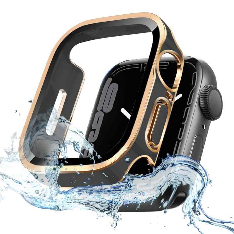 TEMEDO 対応 Apple Watch ケース 44mm アップルウォッチ カバー 3D直角エッジデザイン メッキ加工 防水ケース Apple Watch カバー 全面保護 二重構造 アップルウォッチ ケース ガラスフィルム Apple Watch